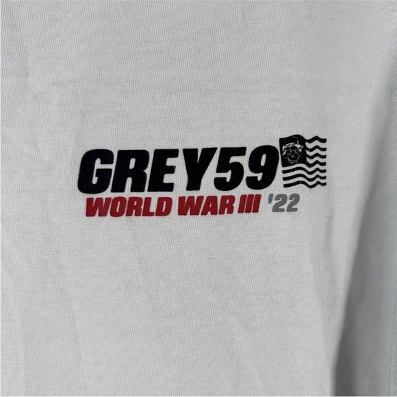 G59 Shirt Men's Large Off White Grey59 World War III '22 Graphic Short Sleeve - Picture 6 of 9